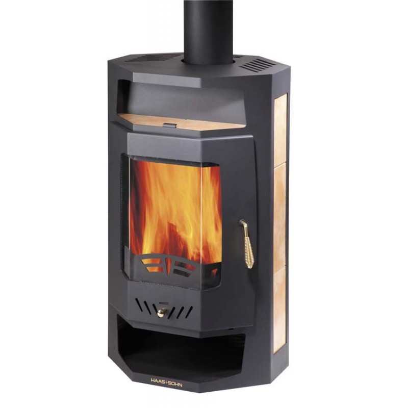 HAAS+SOHN krbová kamna Bergamo Mini černý, béžová dlažba HAAS+SOHN krbová kamna Bergamo Mini černý, béžová dlažba