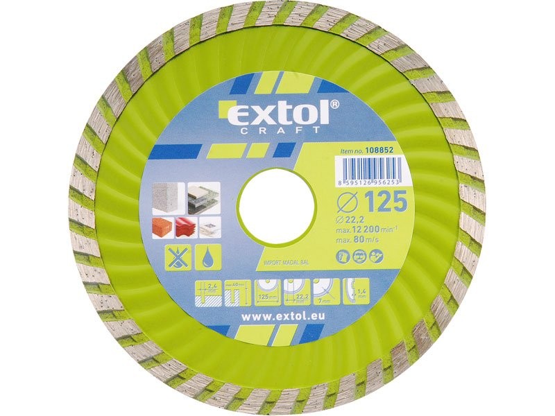 EXTOL CRAFT kotouč diamantový řezný 230x22,2mm TURBO - suché i mokré řezání 108855