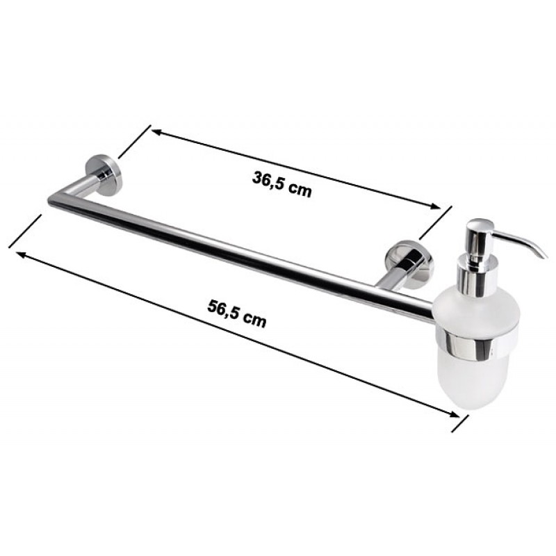 SAPHO CIRCLE 1320-59 Držák na ručník s dávkovačem mýdla 520mm, chrom