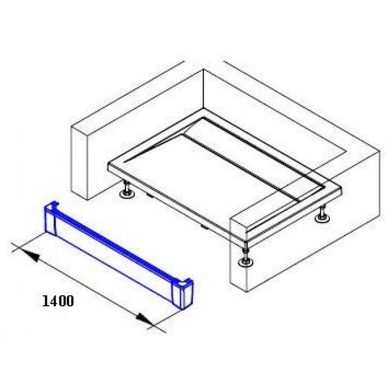 RONAL PWII ILA hliníkový přední panel 140 cm, pro obdélníkovou vaničku, černá PWII14006