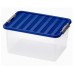 HEIDRUN Box úložný s víkem, 26 x 52 x 36,5 cm, 38 l, transparentní/modrá 1605