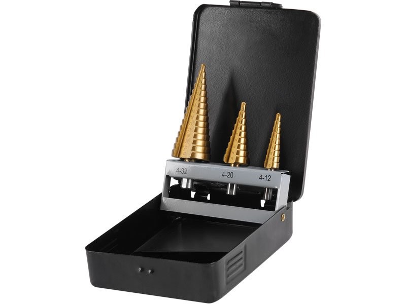 EXTOL CRAFT vrtáky stupňovité, sada 3ks, TiN 20090 EXTOL CRAFT vrtáky stupňovité, sada 3ks, TiN 20090