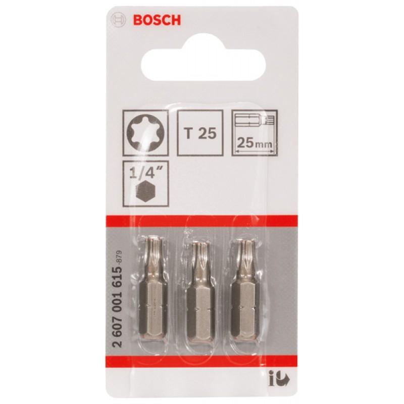 BOSCH Extra-Hart Šroubovací bit zvlášť tvrdý, T25, 25 mm, 3ks 2607001615