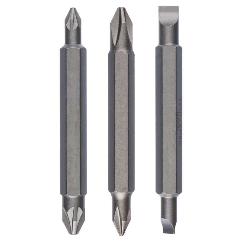 BOSCH 3dílná sada oboustranných čepelí PH1, PZ1, S 0,6x4,5; PH2, PZ2, S 1,0x5,5; 60 mm 2607001745