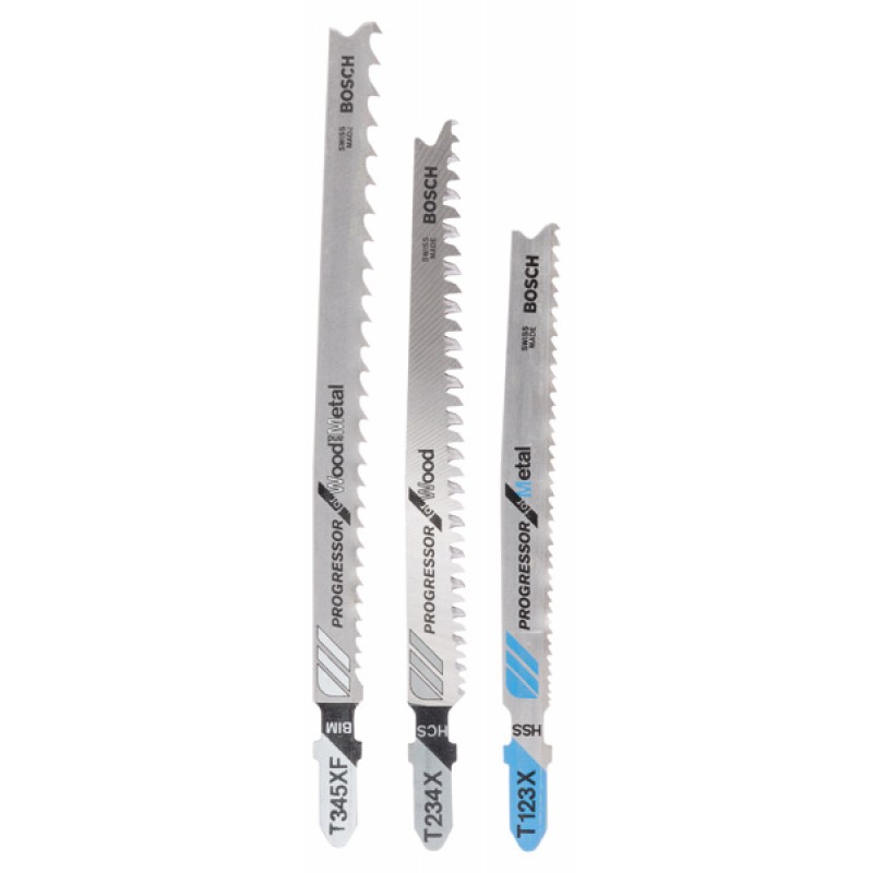 BOSCH Sada pilových plátků do kmitacích pil, 3dílná T 123 XF; T 234 X; T 345 XF 2607010515