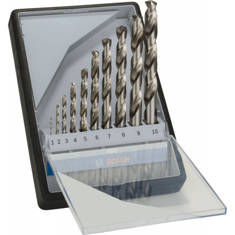 BOSCH Sada spirálových vrtáků do kovu HSS-G, Robust Line, 135° 1–10 mm, 10 kusů 2607010535 BOSCH Sada spirálových vrtáků do kovu HSS-G, Robust Line, 135° 1–10 mm, 10 kusů 2607010535