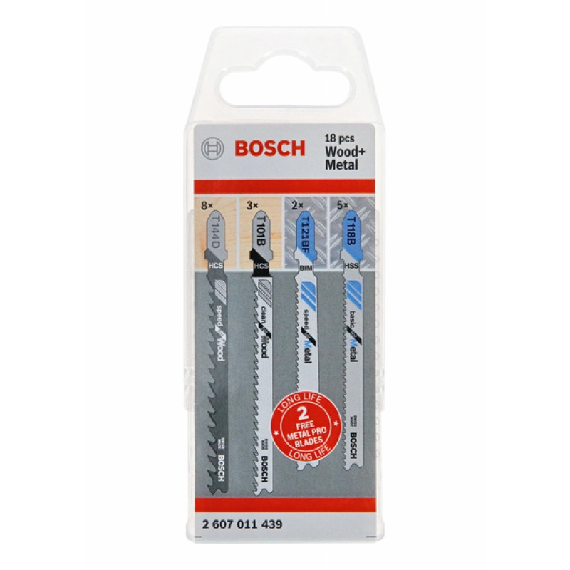 BOSCH Sada pilových plátků Wood and Metal, 18 ks 2607011439