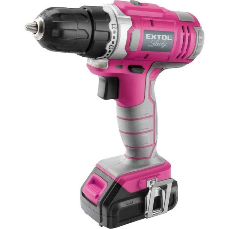 EXTOL LADY vrtací šroubovák aku, růžový, 12V Li-ion, 1300mAh, sada v tašce 402401 EXTOL LADY vrtací šroubovák aku, růžový, 12V Li-ion, 1300mAh, sada v tašce 402401