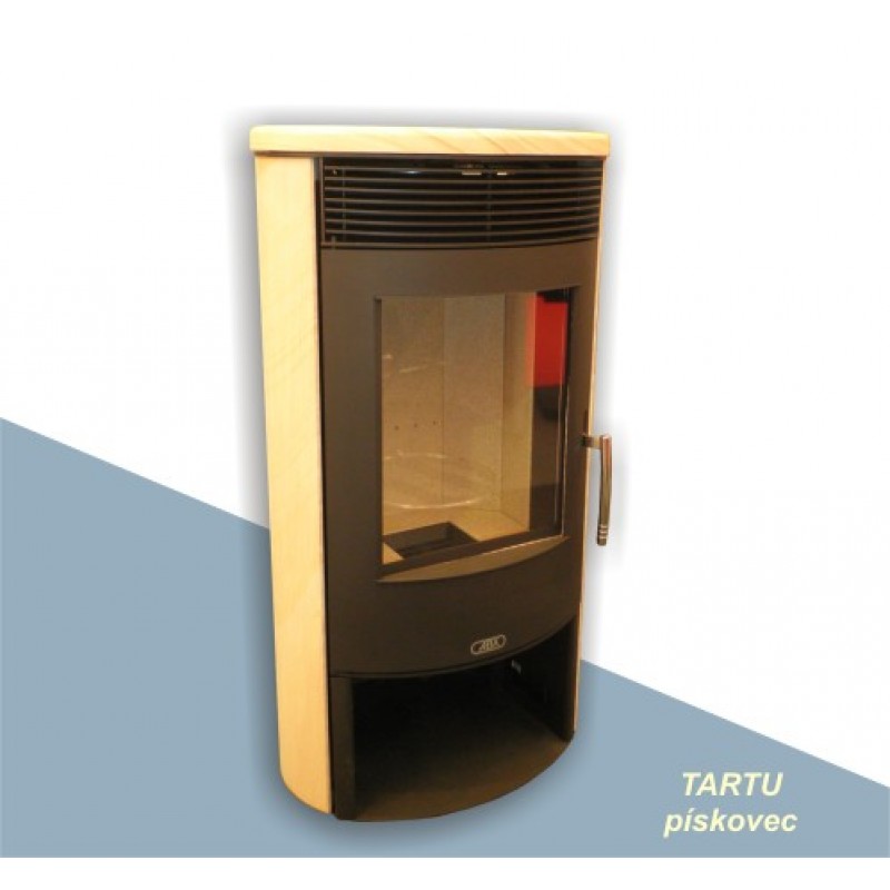 ABX Tartu 5, krbová kamna na dřevo,černý plech + pískovec, vč. horní desky