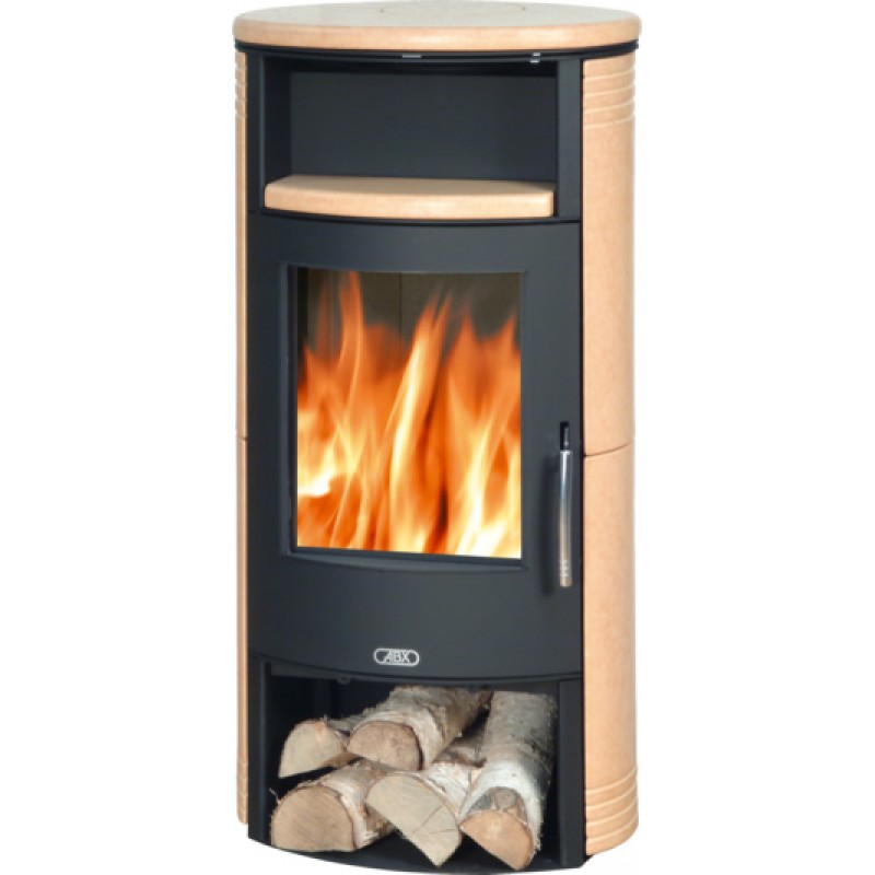 ABX Island 4672-7 krbová kamna na dřevo, černý plech+kachle california gold, vč. horní desky