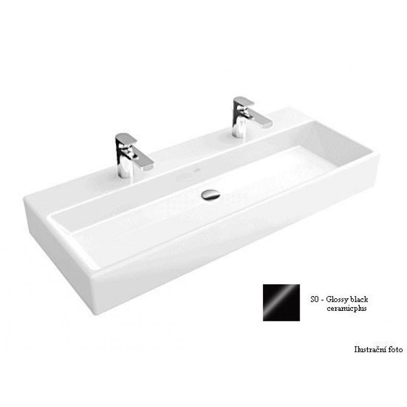 Villeroy & Boch Memento Umyvadlo 1200x470 mm pro dvě 1otvorové armatury, glossy black ceramicplus Villeroy & Boch Memento Umyvadlo 1200x470 mm pro dvě 1otvorové armatury, glossy black ceramicplus