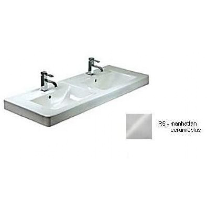 Villeroy & Boch Subway Dvojumyvadlo na skříňku 1300x485 mm, pro dvě 3otvorové armatury, manhattan ceramicplus