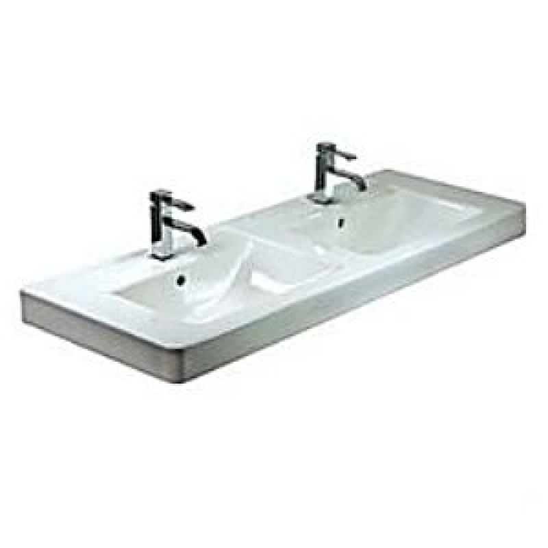 Villeroy & Boch Subway Dvojumyvadlo na skříňku 1300x485 mm, pro dvě 3otvorové armatury, star white ceramicplus