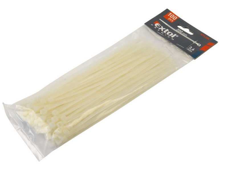 EXTOL PREMIUM stahovací pásky, 400x4,8mm, bílé 8856116 EXTOL PREMIUM stahovací pásky, 400x4,8mm, bílé 8856116