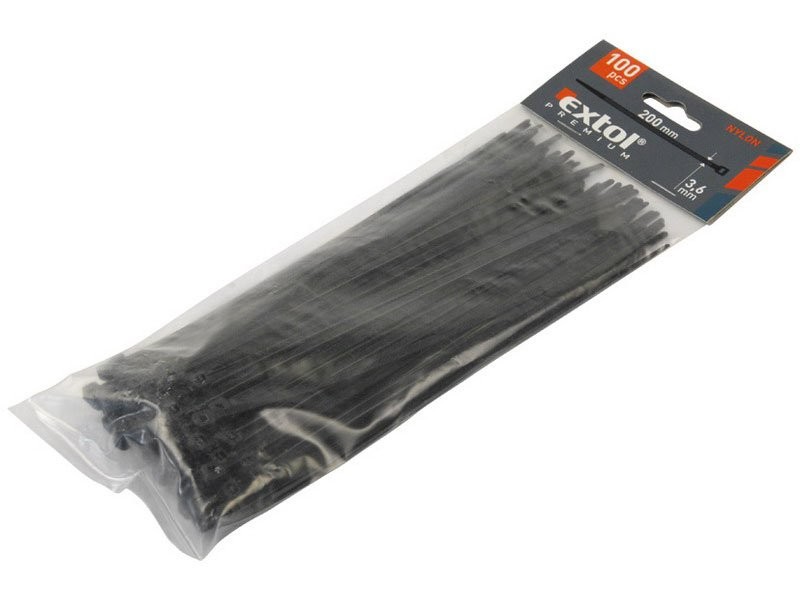 EXTOL PREMIUM stahovací pásky, 380x4,8mm, černé 8856164 EXTOL PREMIUM stahovací pásky, 380x4,8mm, černé 8856164