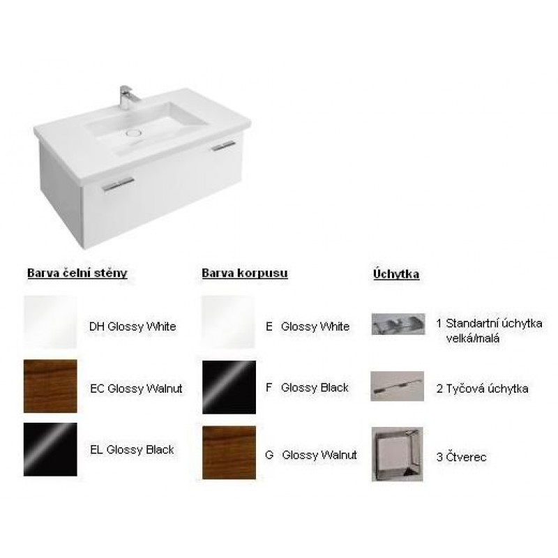 Villeroy & Boch Central Line Fashion Spodní skříňka 950x381x525 mm White, úchytka standardní, čelní stěna Walnut