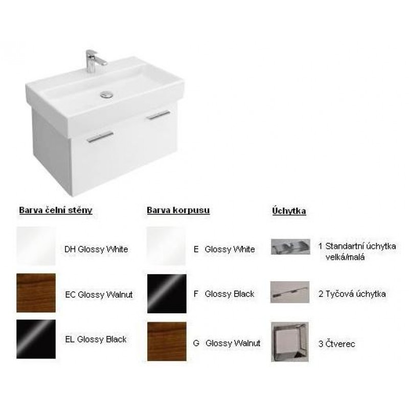 Villeroy & Boch Central Line Fashion Spodní skříňka 730x381x440 mm White,úchytka čtverec, čelní stěna White