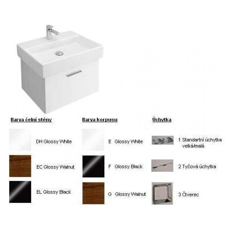 Villeroy & Boch Central Line Fashion Spodní skříňka 540x381x385 mm White,úchytka čtverec, čelní stěna Black