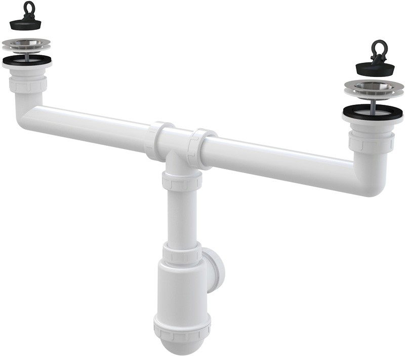 ALCAPLAST Sifon pro dvoudřez s nerezovými mřížkami průměr 70mm A449
