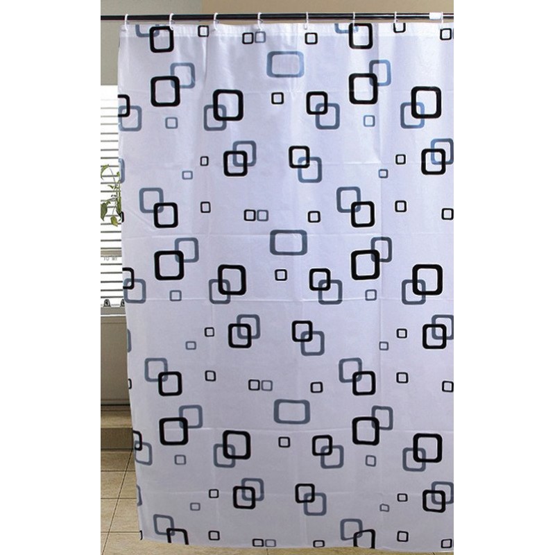 AQUALINE Sprchový závěs 180x180cm, bílá/modrá/černá ZV010