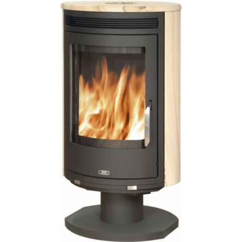 ABX Arktis 8 otočný, krbová kamna, černý plech + pískovec, včetně horní desky