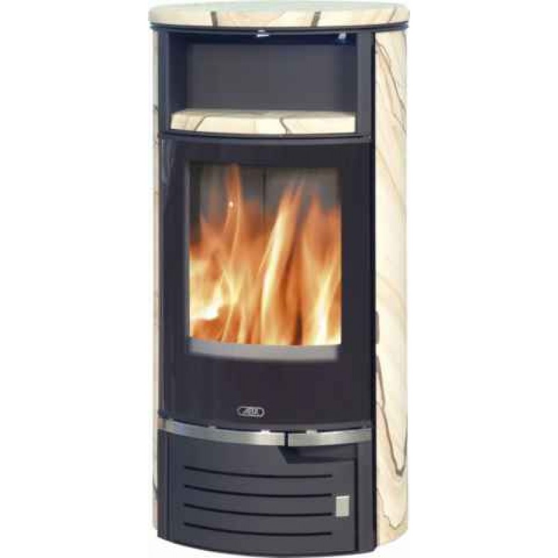 ABX Atlantik 5 krbová kamna na dřevo, černý plech + pískovec, včetně horní desky