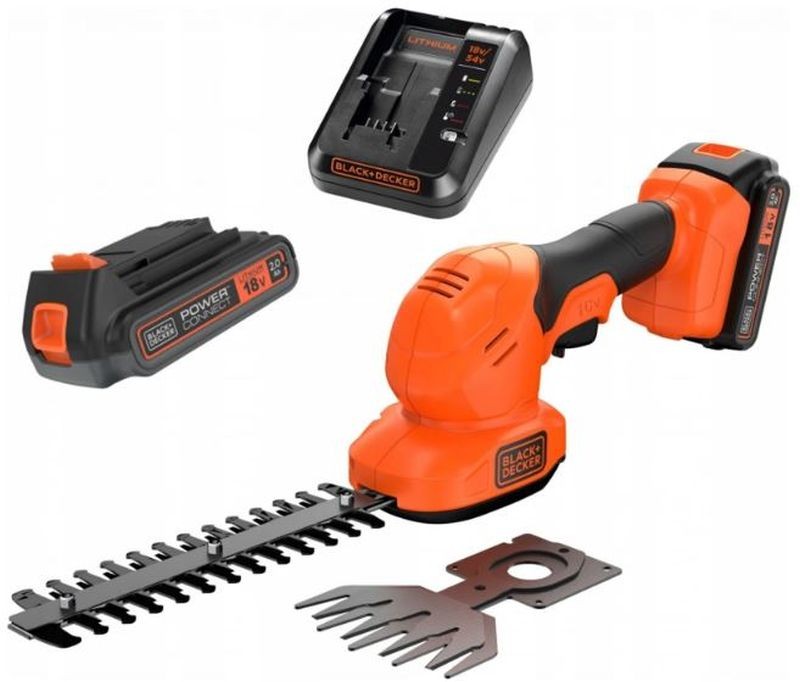 Black & Decker BCSS18D1 Aku nůžky na trávu a keře (20cm/18V/1x2,0Ah)