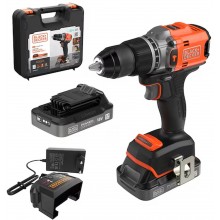 Black & Decker BLD683D2XK Aku bezuhlíková příklepová vrtačka (50Nm/18V/2x2,0Ah), kufr