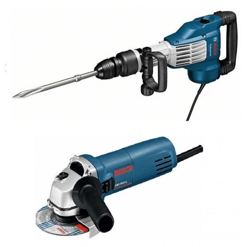 BOSCH GSH 11 VC Sekací kladivo SDS-MAX+Úhlová bruska GWS 850 C, 0615990H32 BOSCH GSH 11 VC Sekací kladivo SDS-MAX+Úhlová bruska GWS 850 C, 0615990H32