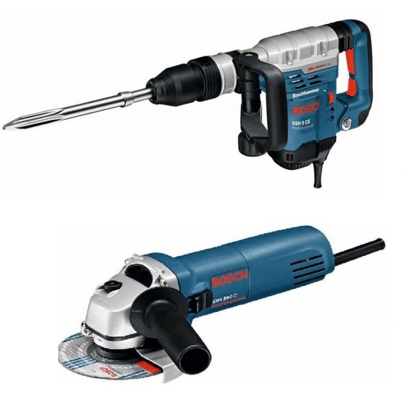 BOSCH GSH 5 CE Sekací kladivo SDS MAX+Úhlová bruska GWS 850 C,0615990H30 BOSCH GSH 5 CE Sekací kladivo SDS MAX+Úhlová bruska GWS 850 C,0615990H30