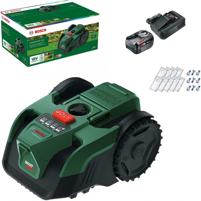 BOSCH VISIMOW18V-100 Aku robotická sekačka na trávu, 1x 4,0Ah, náhradní nože 06008E1002
