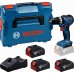 BOSCH GSB18V-52 PROFESSIONAL Aku příklepový vrtací šroubovák, 3x 5,0Ah, L-BOXX 06019S0128