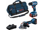 BOSCH PROFESSIONAL 2dílná sada 18V nářadí GSR + GWS + (2× 4,0 Ah + GAL, brašna) 0615A5007N