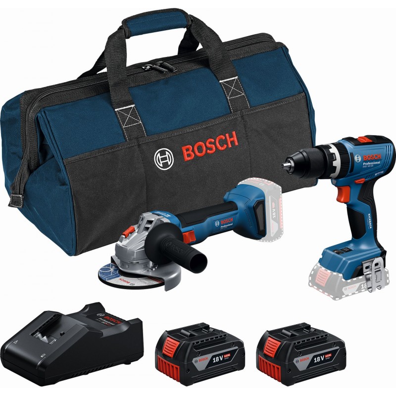 BOSCH PROFESSIONAL GSB 18V-65 + GWS 18V-8 + (2× GBA 4,0 Ah+GAL 18V-40+brašna) 0615A5008Z BOSCH PROFESSIONAL GSB 18V-65 + GWS 18V-8 + (2× GBA 4,0 Ah+GAL 18V-40+brašna) 0615A5008Z