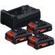 BOSCH PROFESSIONAL Starter Set 3x EXBA18V-40 + GAL12V/18V-80 0615V0005X