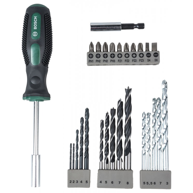 BOSCH 27dílná sada vrtáků a šroubovacích bitů 2607017201