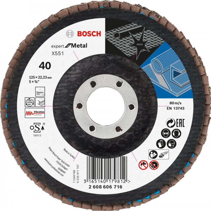 BOSCH Expert for Metal Lamelový brusný kotouč X551, 125x22,23mm, 40, 2608606716 BOSCH Expert for Metal Lamelový brusný kotouč X551, 125x22,23mm, 40, 2608606716