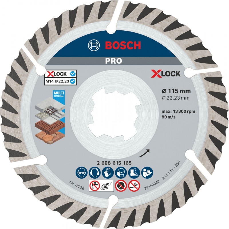 BOSCH Diamantový kotouč PRO Multi Material, 115 x 22,23 mm, X-Lock, 2 ks 2608615285 BOSCH Diamantový kotouč PRO Multi Material, 115 x 22,23 mm, X-Lock, 2 ks 2608615285