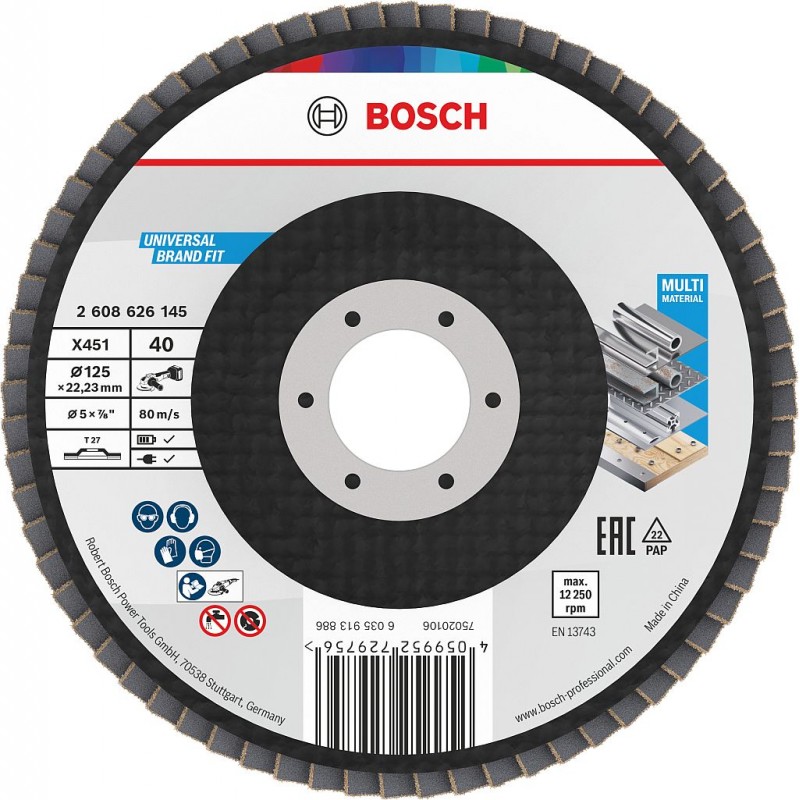 BOSCH Lamelový brusný kotouč X451, 125 × 22,23 mm, G40, T27 2608626145