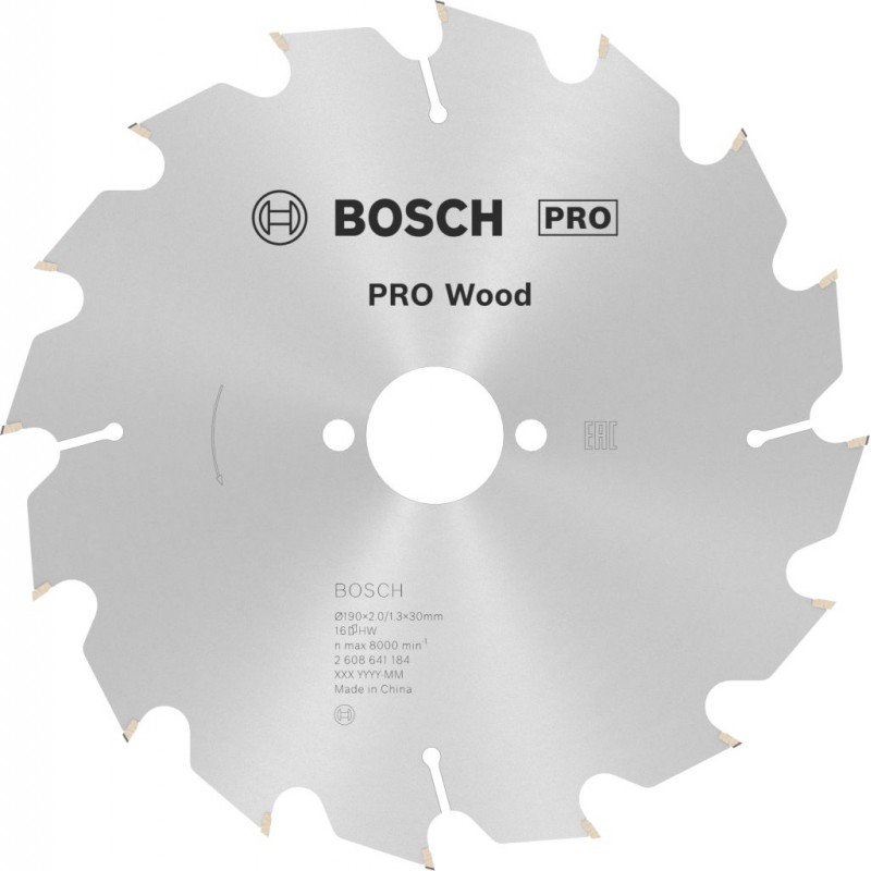 BOSCH Pilový kotouč PRO Wood pro okružní pilu, 190x2,0/1,3 mm 16z, 2608641184 BOSCH Pilový kotouč PRO Wood pro okružní pilu, 190x2,0/1,3 mm 16z, 2608641184