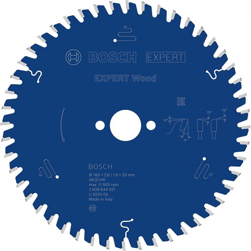 BOSCHPilový kotouč EXPERT Wood, 160 × 2,6/1,6 × 20 mm, T48 2608644021