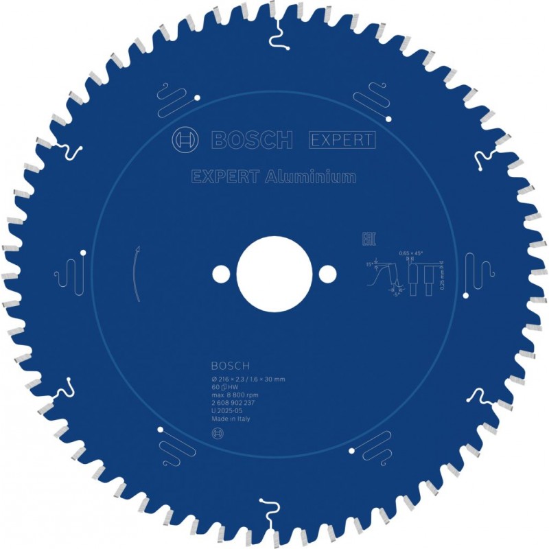 BOSCH EXPERT Aluminium pro okružní pilu Pilový kotouč, 216×2,3/1,6×30 mm, T60 2608902237