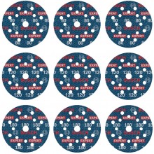 BOSCH 9dílná sada brusných kotoučů EXPERT O780 s fólií, 125 mm, G80/G120/G180 2608902407