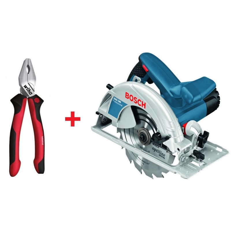 BOSCH GKS 190 Okružní pila + kombinované kleště WIHA 0615990K33 BOSCH GKS 190 Okružní pila + kombinované kleště WIHA 0615990K33