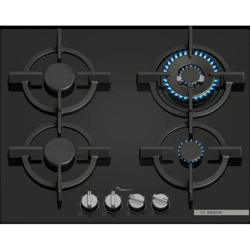 Bosch Serie 6 Plynová varná deska 60 cm Tvrzené sklo, černá PPH6A6I10 Bosch Serie 6 Plynová varná deska 60 cm Tvrzené sklo, černá PPH6A6I10