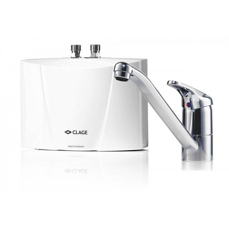 CLAGE M7 EKM Malý průtokový ohřívač vody 6,5 W 400 V + páková stojánková baterie 1500-17227