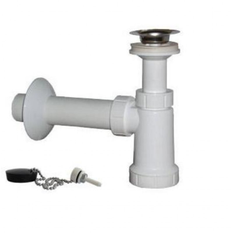 SAPHO umyvadlový sifon, nerezová výpusť 5/4", zátka řetízek, odpad 40mm, plast CV1011