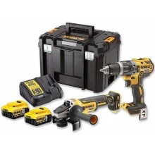 DeWALT DCK2020P2T Aku sada Vrtací šroubovák DCD791, úhlová bruska DCG405 +(2x5,0Ah/18V)+TSTAK