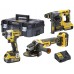 DeWALT DCK305P3T Aku kombo sada DCH273N + DCG405 + DCF887 + DCB115 + (18V/3x5,0Ah) kufr Tstak