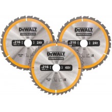 DeWALT DT1962 Sada 3 ks pilových kotoučů 216 × 30 mm